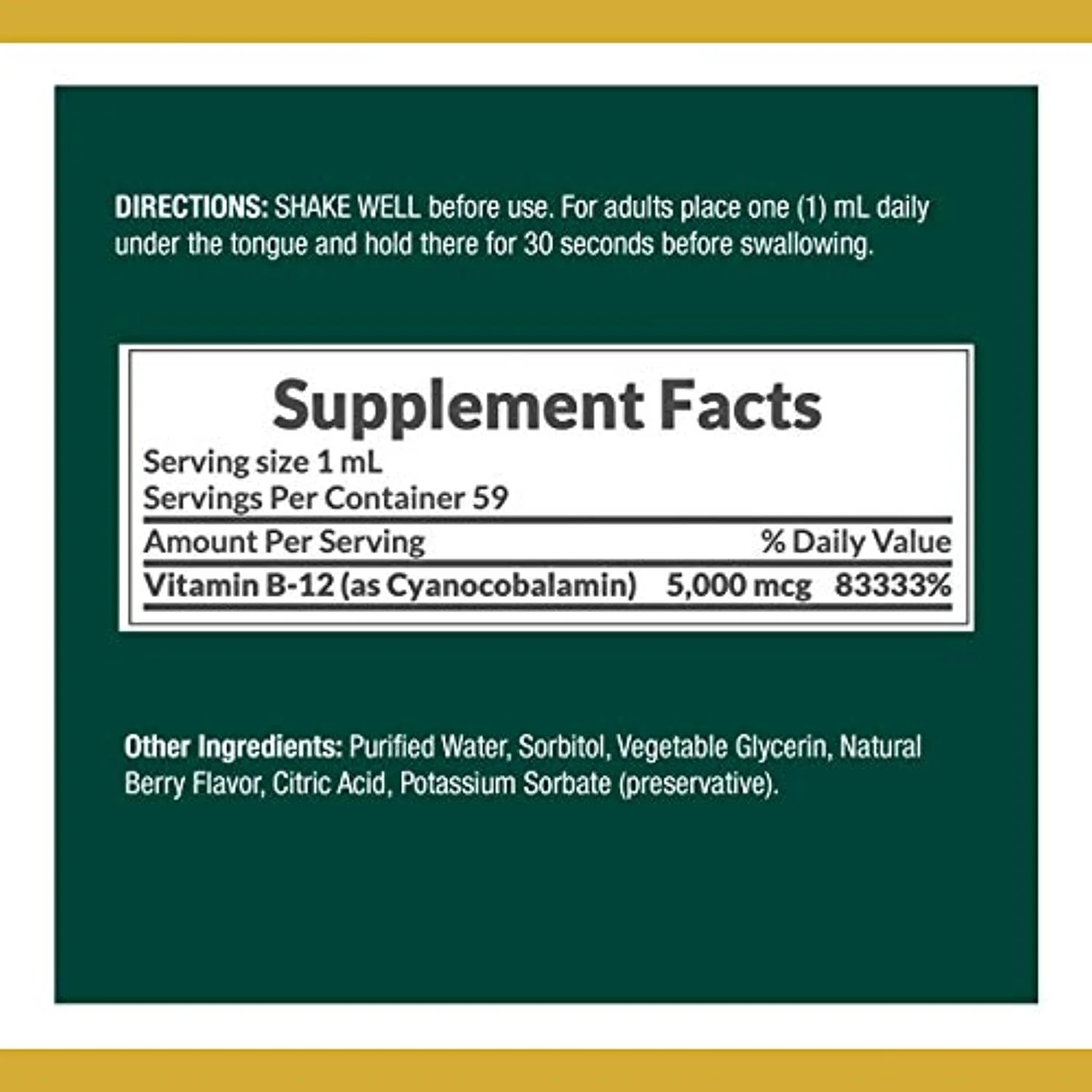 Natures Bounty B-12 5000 Mcg Sublingual Liquid Energy Health,2 Fl Oz (1 Count)