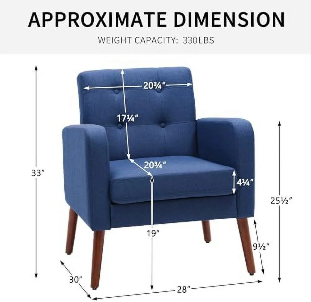 KBANZIBIU Modern Leather Living Room Chairs with Solid Wood Legs Comfy Accent Reading Chairs for Bedrooms Tufted Single Sofa Arm Chair for Relaxing Home Reception Waiting Room (Leather Br