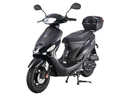 HHH 50cc Fully Automatic Scooter Moped with Matching Trunk for Youth and Adult (Black Color) (Factory Packaged)