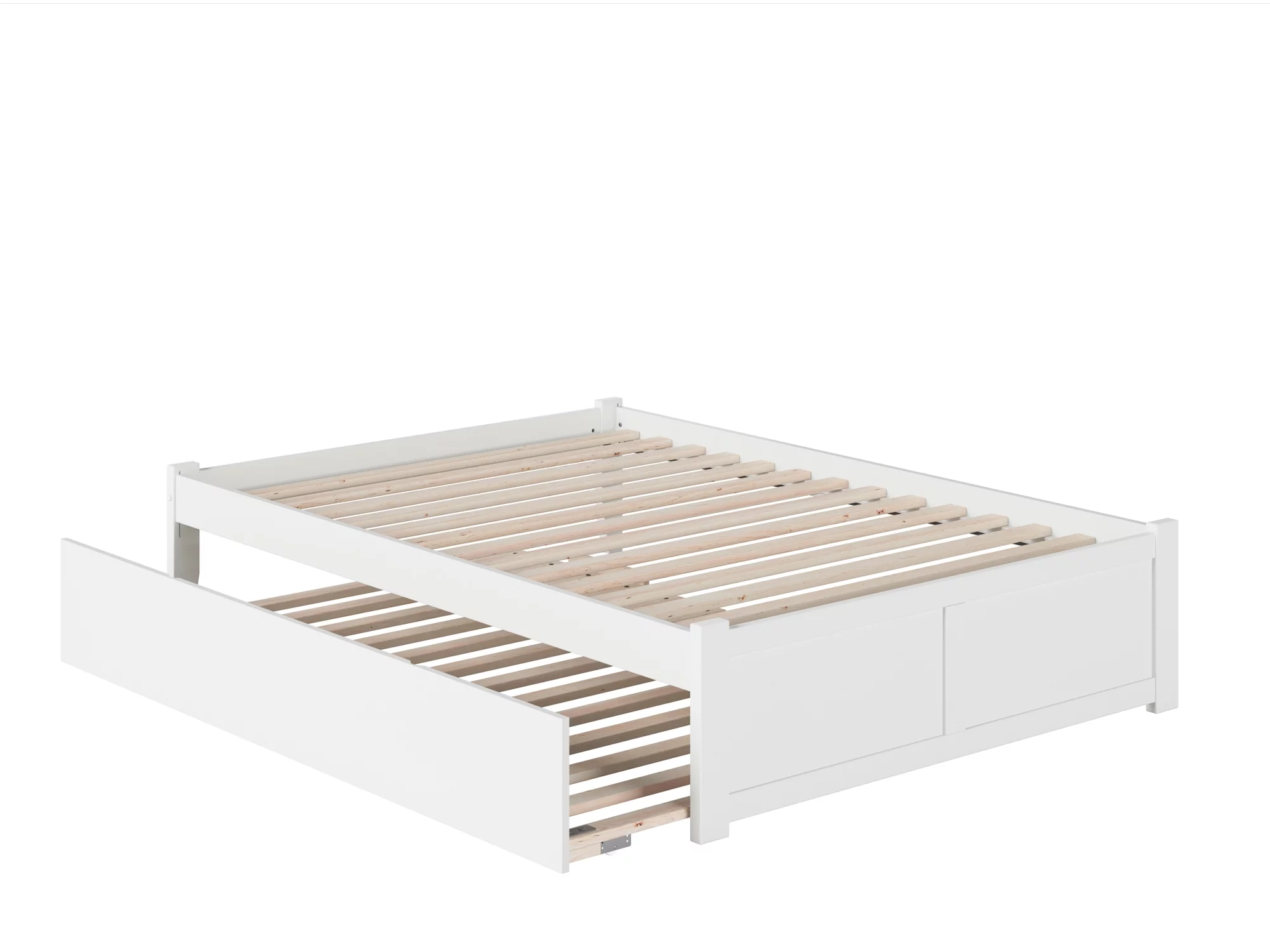 Concord Full Platform Bed with Flat Panel Foot Board and Full Size Urban Trundle Bed in White