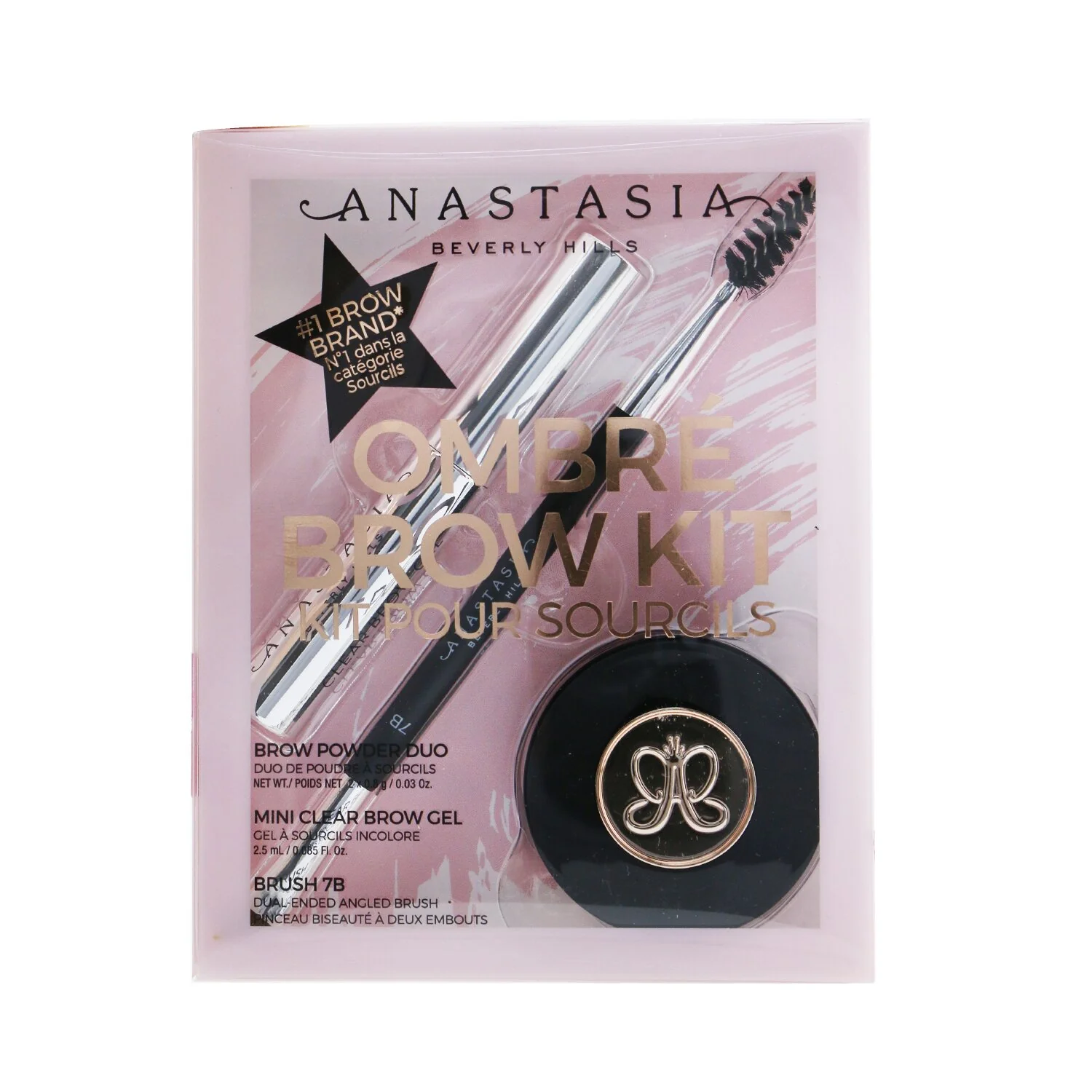 Anastasia Beverly Hills Ombre Brow Kit (Brow Powder Duo + Mini Clear Brow Gel + Brush 7B) - # Medium Brown  3pcs