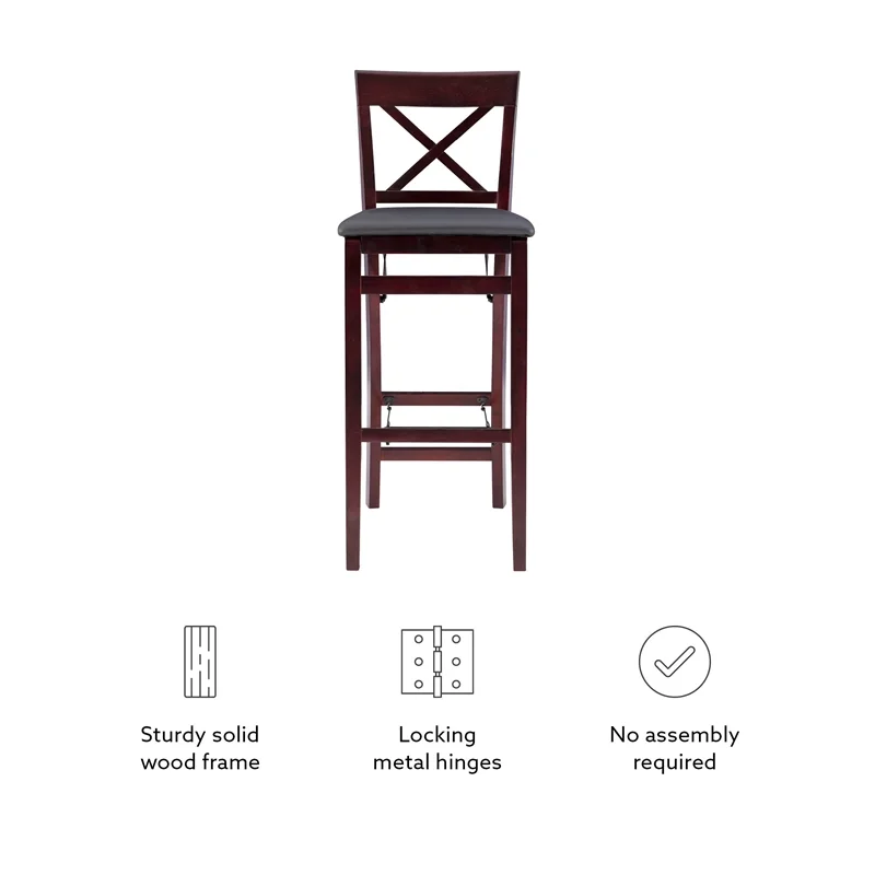 Linon Triena X Back Folding Bar Stool, 30 inch Seat Height