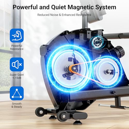 Dripex Rowing Machines for Home Use, Rowing Machine Magnetic Rower, 16 Levels of Workout Resistance, Max 350 LBS, Dual Slide Rail, Bluetooth App Compatible, LCD Monitor, Row Machine for Gym Exercise