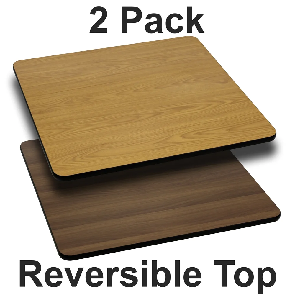 Flash Furniture 2 Pk. 42'' Square Table Top with Natural or Walnut Reversible Laminate Top