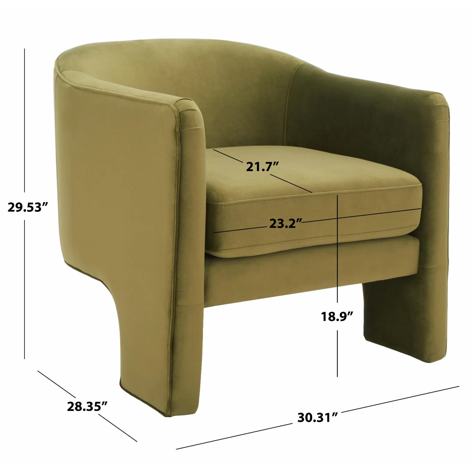 SAFAVIEH Couture Londyn Modern Velvet Solid Accent Chair, Olive Green