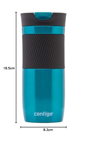 Contigo Byron Snapseal Travel Mug, Stainless Steel Thermal Mug, Vacuum Flask, Leakproof Tumbler, Coffee Mug with BPA Free Easy-Clean Lid, 590 ml, Black