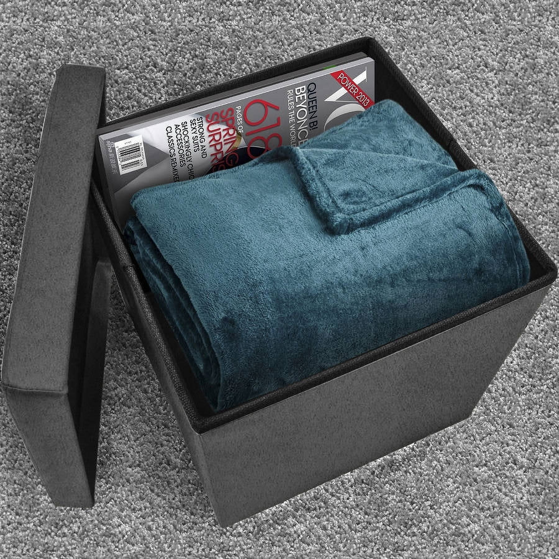 GGI INTERNATIONAL Foldable Storage Ottoman - Suede with Cover (Grey)