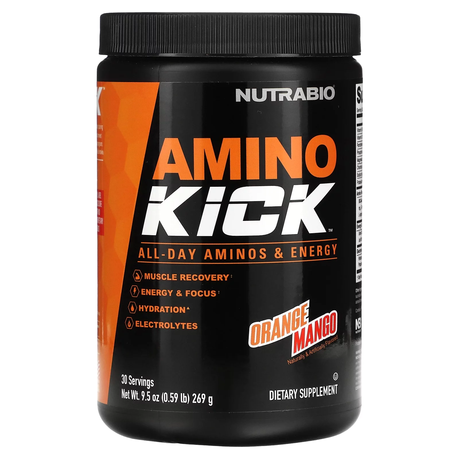 NutraBio Amino Kick, Orange Mango, 0.59 lb (269 g)