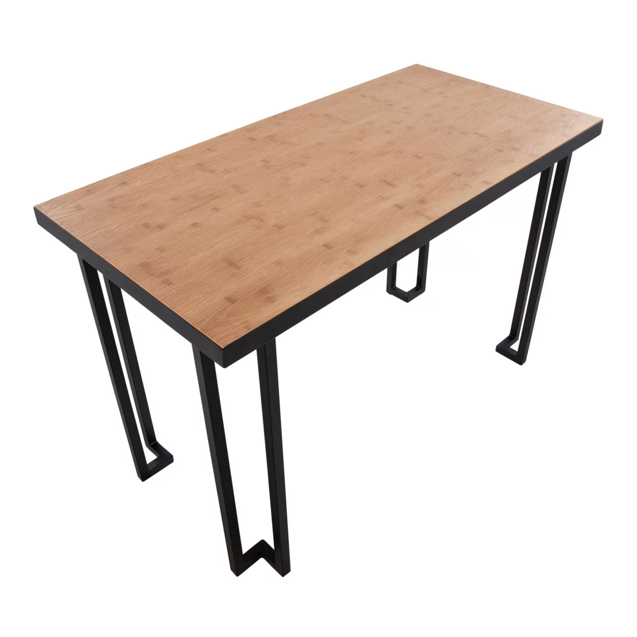 Home Roman Industrial Desk In Black Steel With Natural Wood Top