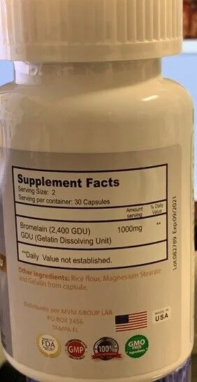 Bromelain 2400 gdu 1000 mg 60 Caps Antioxidant Immune System Support