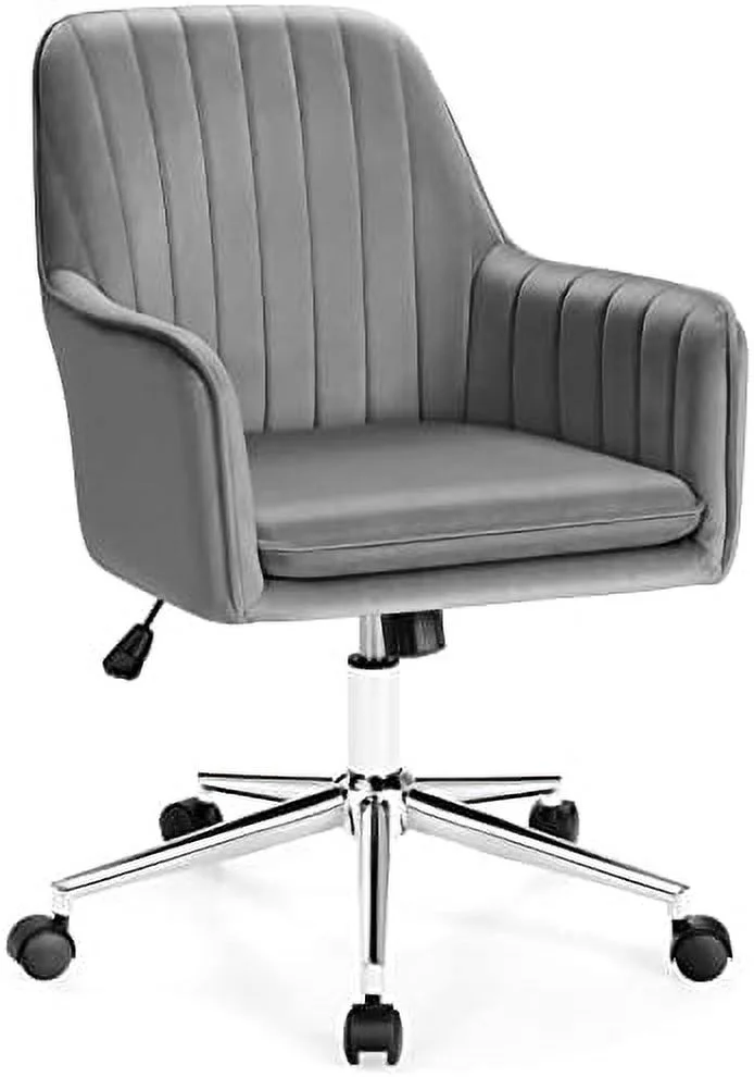 Velvet Desk Chair  Mid-Back Leisure Office Chair  JOMA Computer Armchair  Swivel Accent Chair  ° Rotatable Vanity Chair  Tufted Makeup Chair for Living Room  Bedroom & Study (Blue)