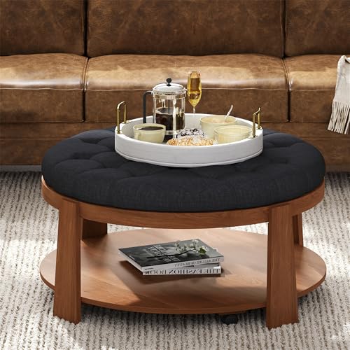 Modern 2 Piece Nesting Rattan Wood+ MDF Coffee Table Set in Natural