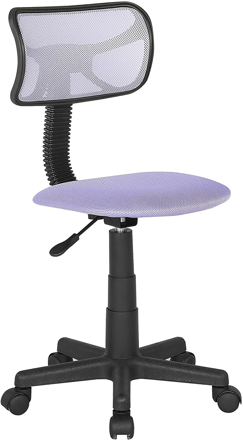JJS Kids Mesh Rolling Desk Chair, Small Swivel Office Computer Chair for Teens, Low-Back Adjustable Upholstered Student Task Chair, Purple