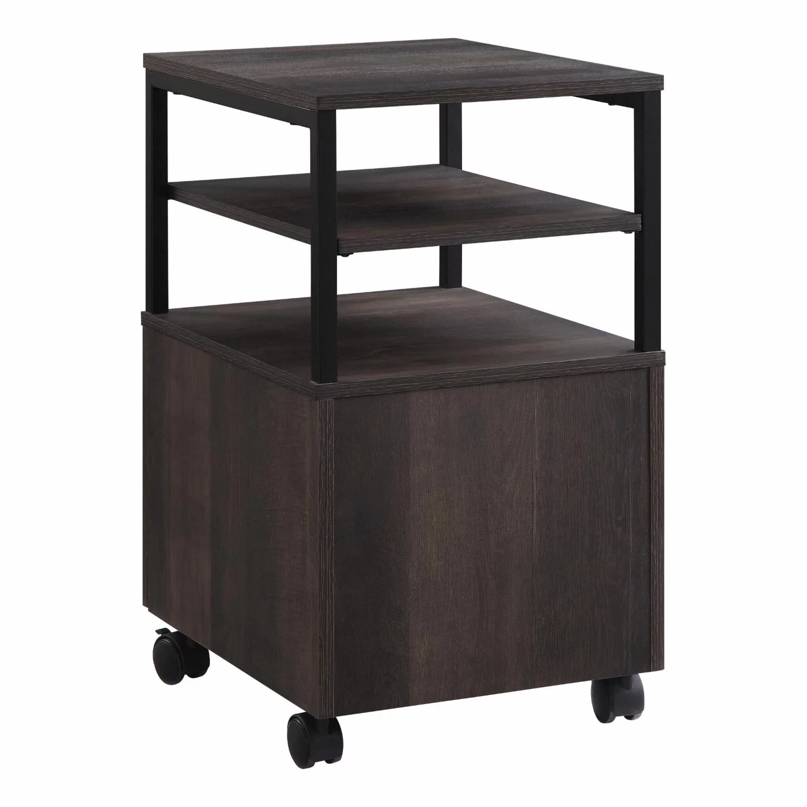 OS Home and Office Furniture 1-Drawer Wood Mobile Storage Cart in Ash/Black