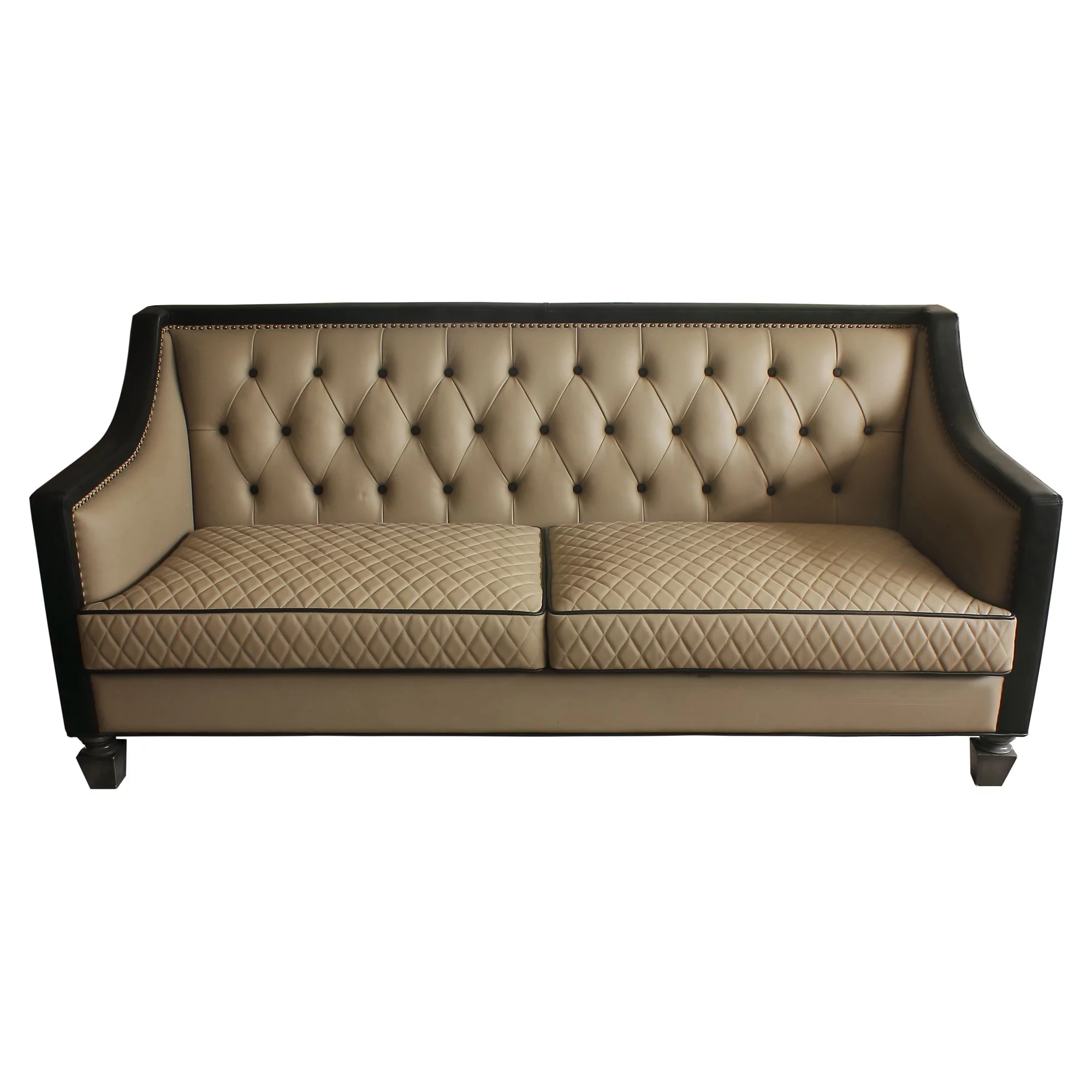 ACME House Beatrice Sofa with 4 Pillows in Tan, Black and Charcoal