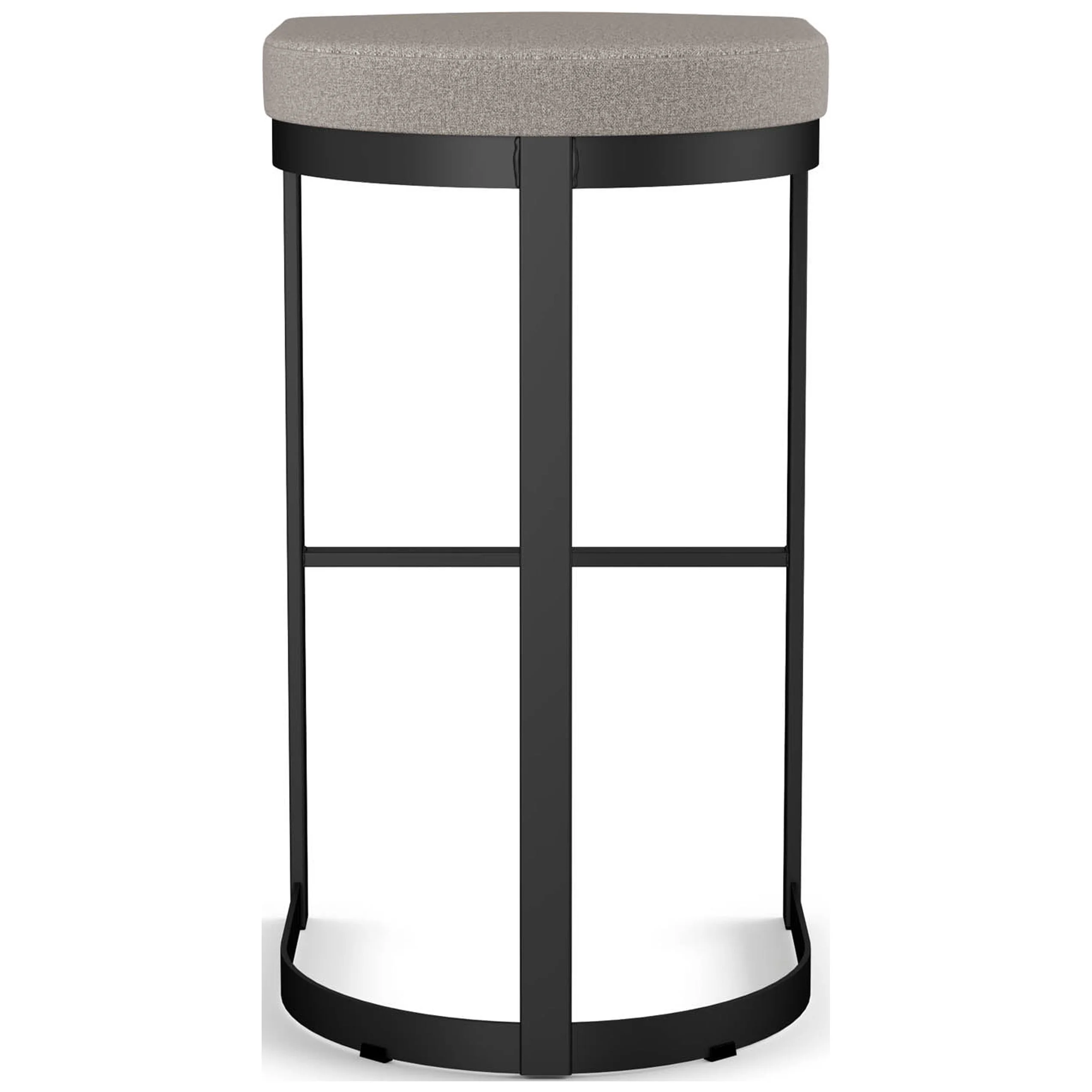 Amisco Lester 26 In. Counter Stool - Grey and Beige Polyurethane / Black Metal