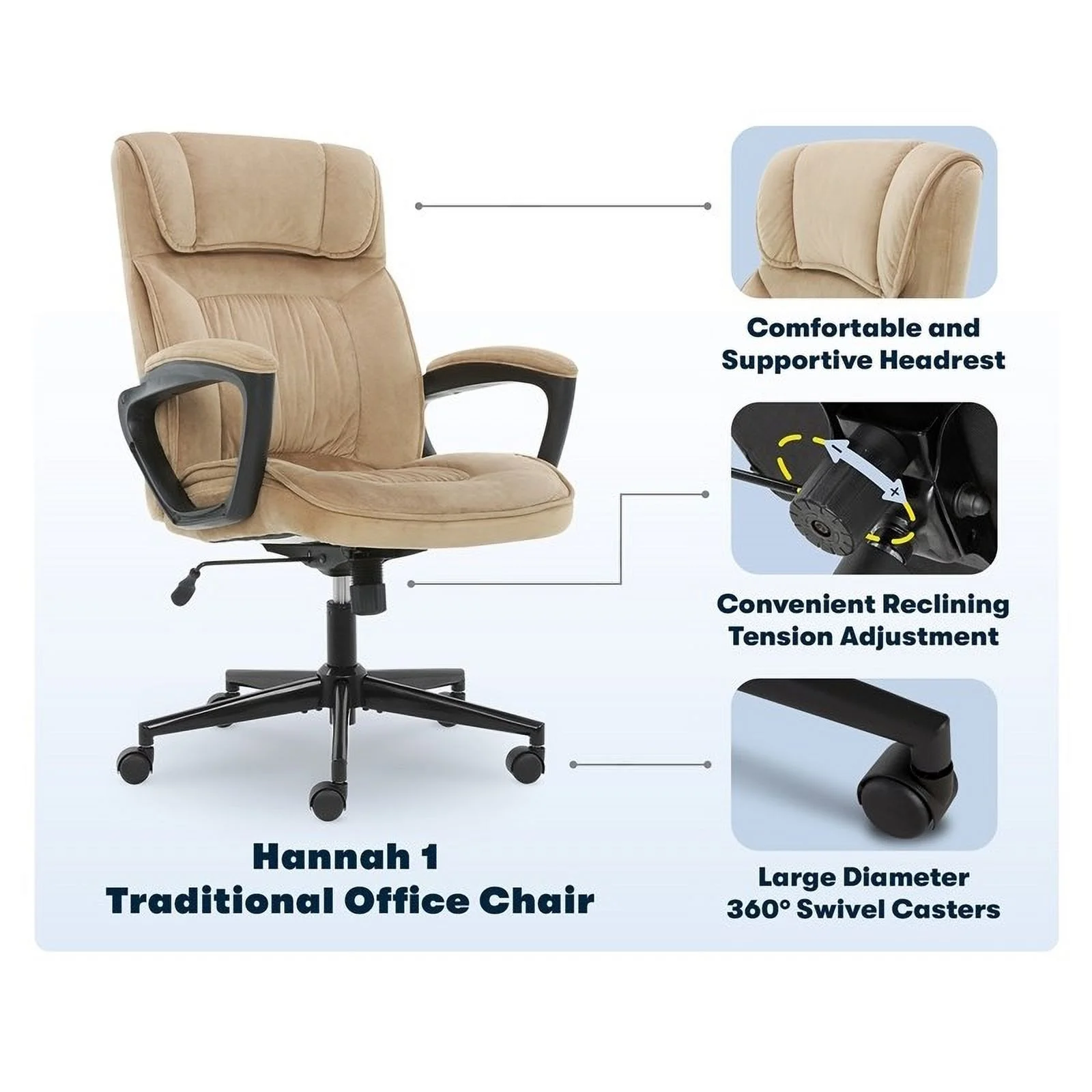 Pemberly Row Executive Office Chair in Velvet Coffee Microfiber