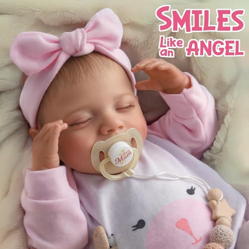 BABESIDE Lifelike Reborn Baby Dolls - 20-Inch Sweet Smile Realistic-Newborn Vinyl Reborn Baby Doll Silicone Full Body Sleeping Baby Girl Real Life Baby Dolls Set for Kids