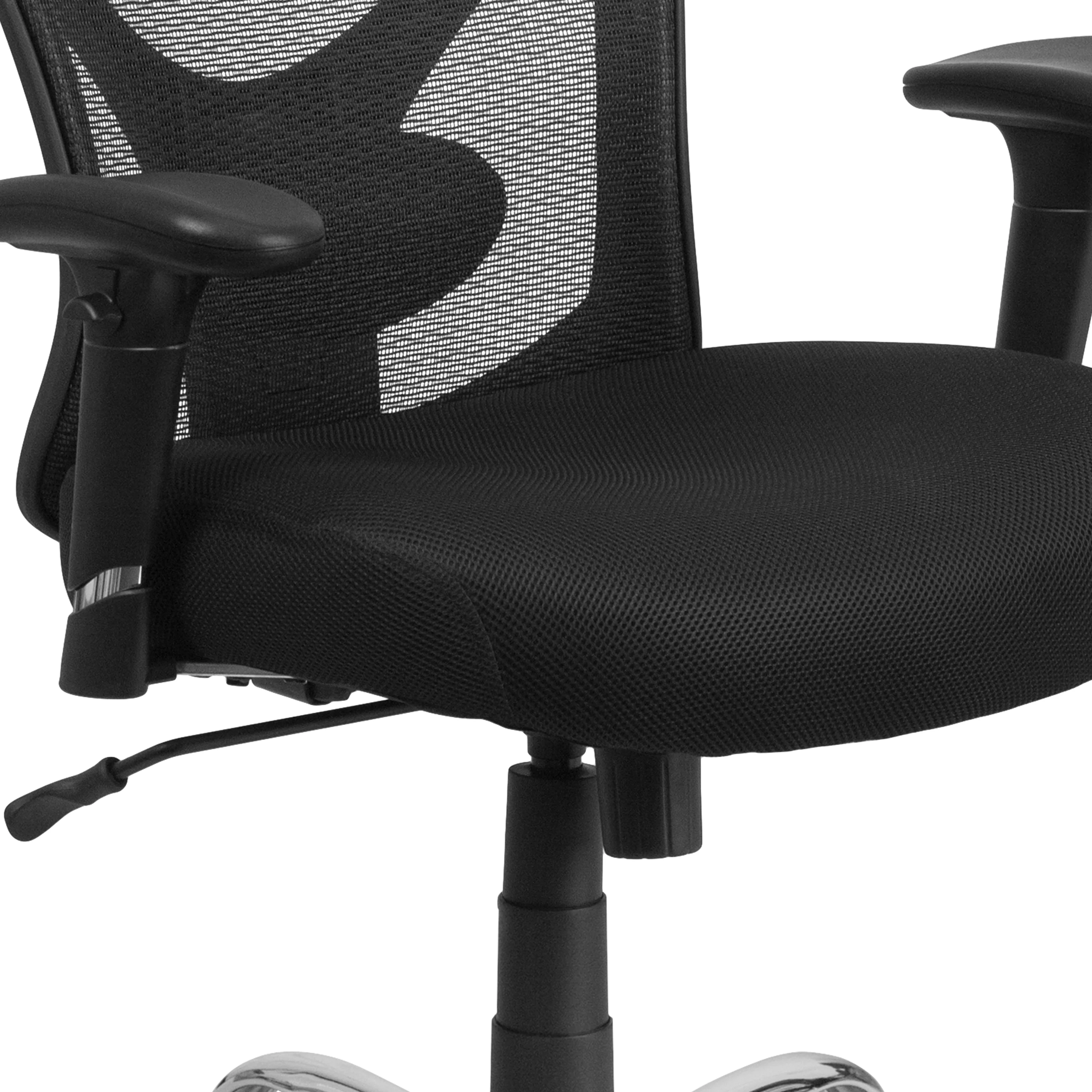 BizChair Big & Tall 400 lb. Rated Black Mesh Swivel Ergonomic Task Office Chair with Height Adjustable Back and Arms