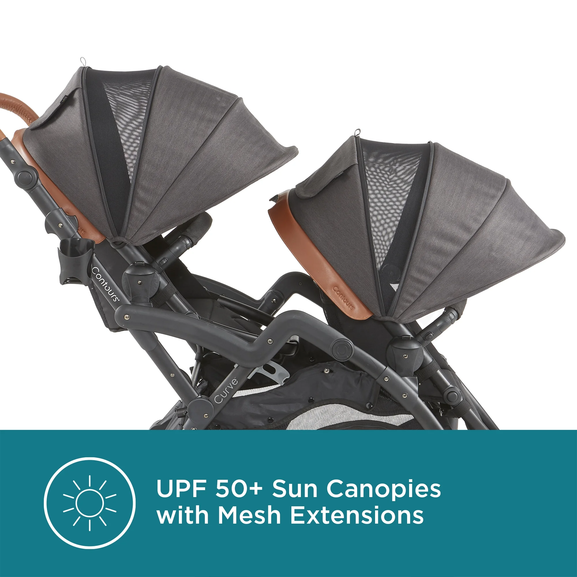 Contours Curve V2 Double Tandem Stroller, Black Herringbone, Unisex