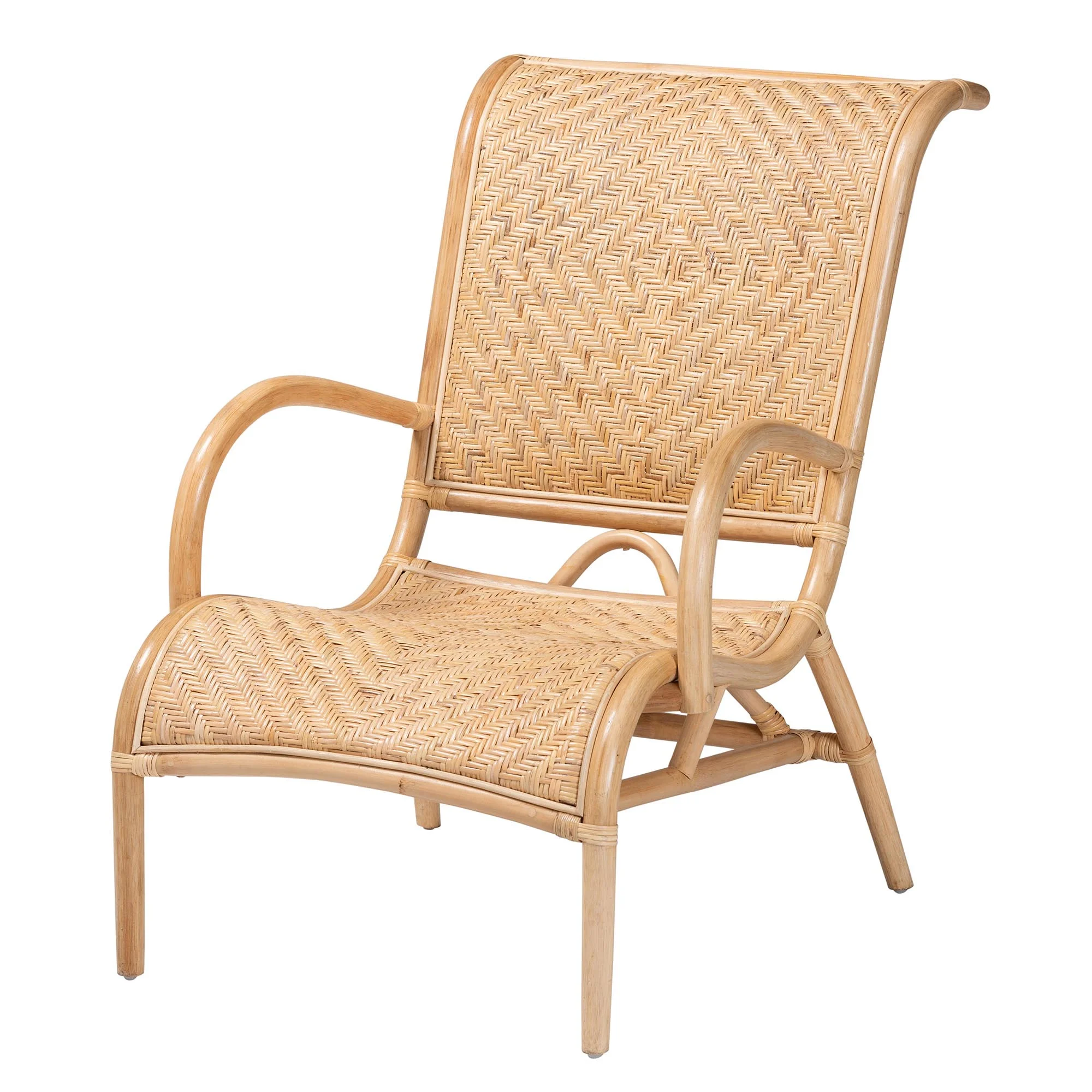 Baxton Studio Madura Modern Bohemian Natural Brown Rattan Lounge Chair