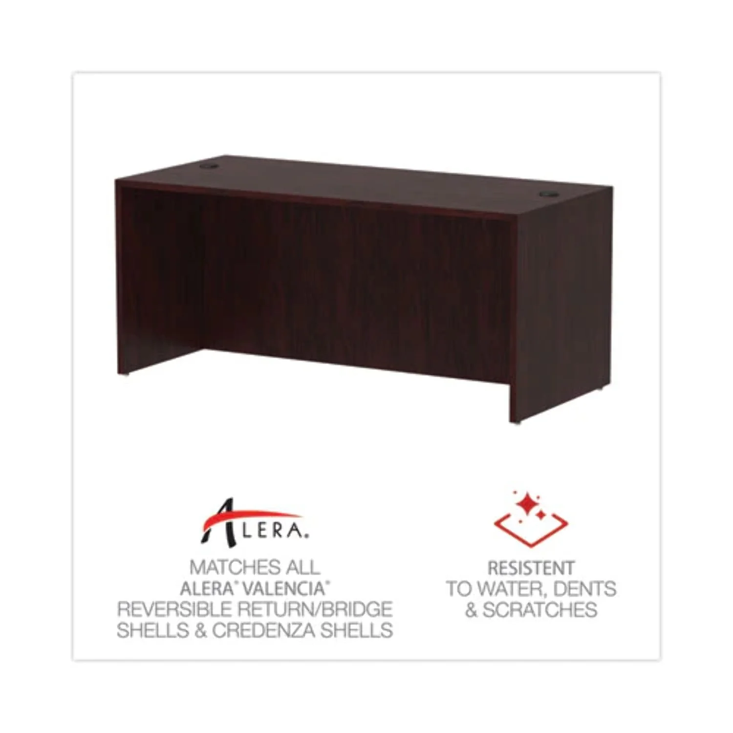Alera Valencia Series Straight Front Desk Shell,65w x 29 1/2d x 29 5/8h,Mahogany
