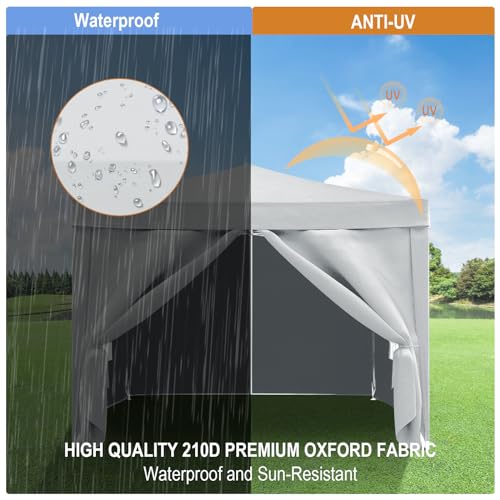 10x20 White Pop Up Canopy Tent Heavy Duty with 6 sidewalls Commercial Outdoor Party Tent Event Wedding Tents Instant Canopy Gazebo with Carry Bag UPF 50+ Waterproof Adjustable Height