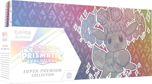 TCG Scarlet & Violet Prismatic Evolutions Super Premium Collection, 15 Booster Packs, Eevee ex Promo Card, Deck Box & Playmat