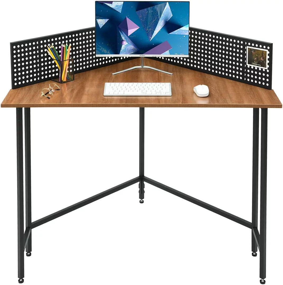 Computer Desk Industrial Corner Table For Small Spaces Home Office Workstation Study Writing Desk, Walnut Oak