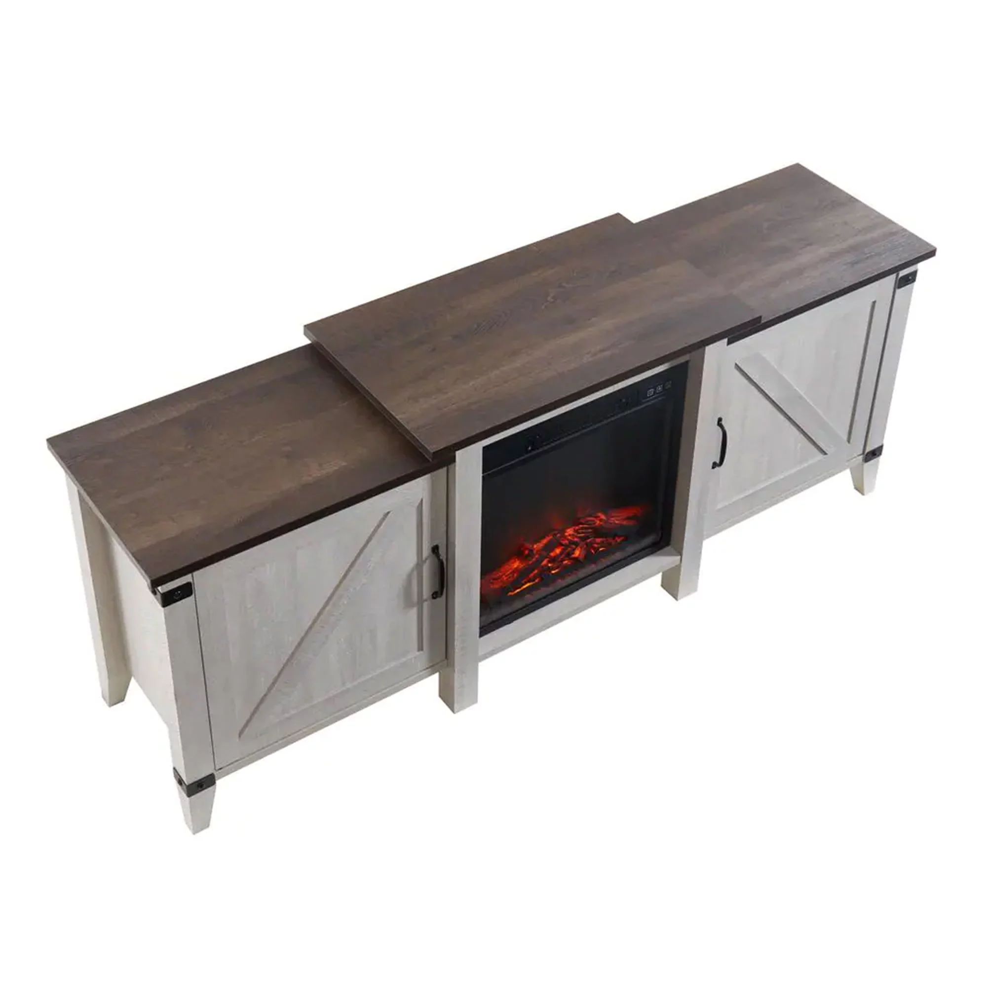 Edyo Living Freestanding Wooden Electric Fireplace TV Stand Console, Grey