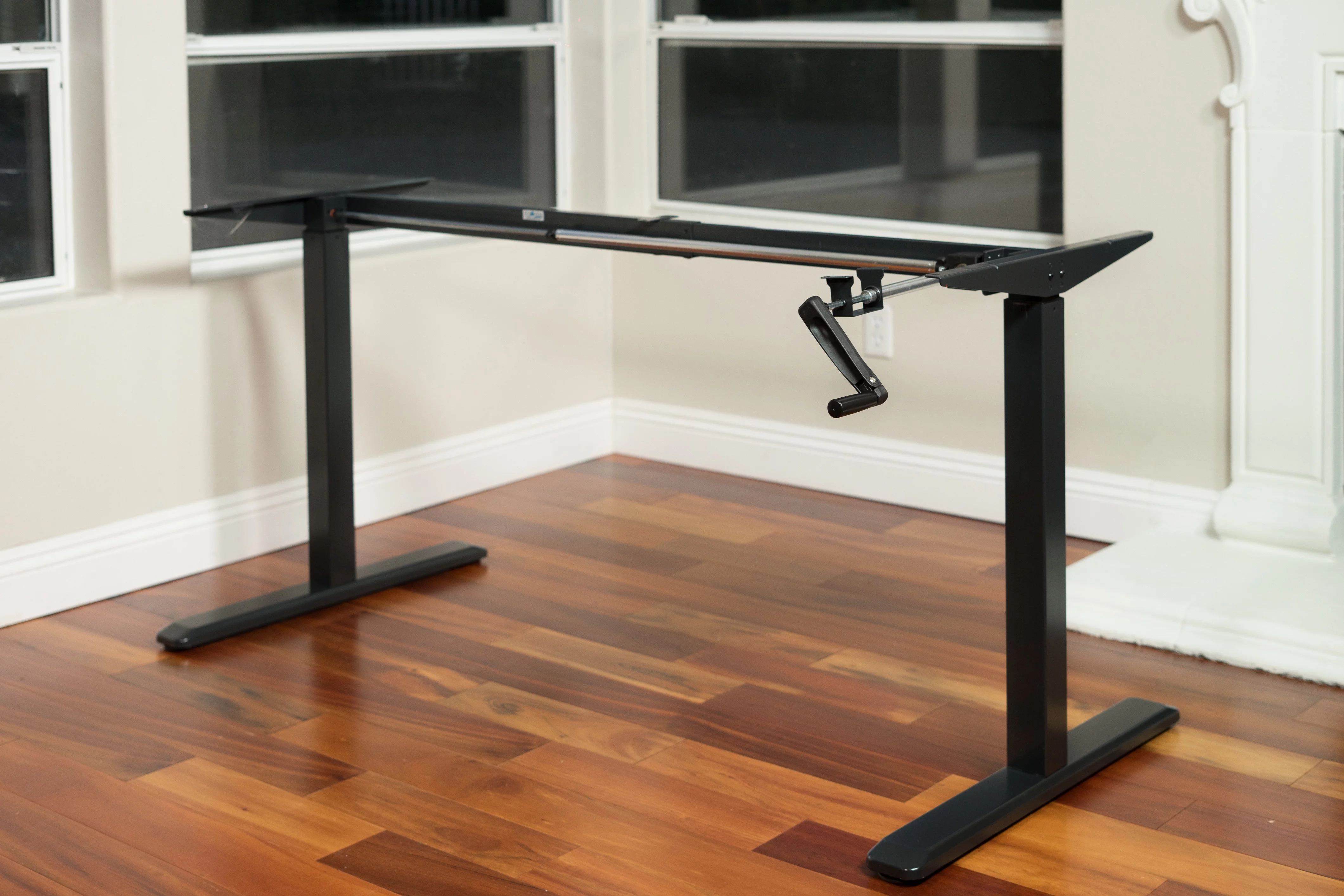 ErgoMax Black Height Adjustable Crank Desk Frame, Tabletop Not Included, 45 Inch Max Height