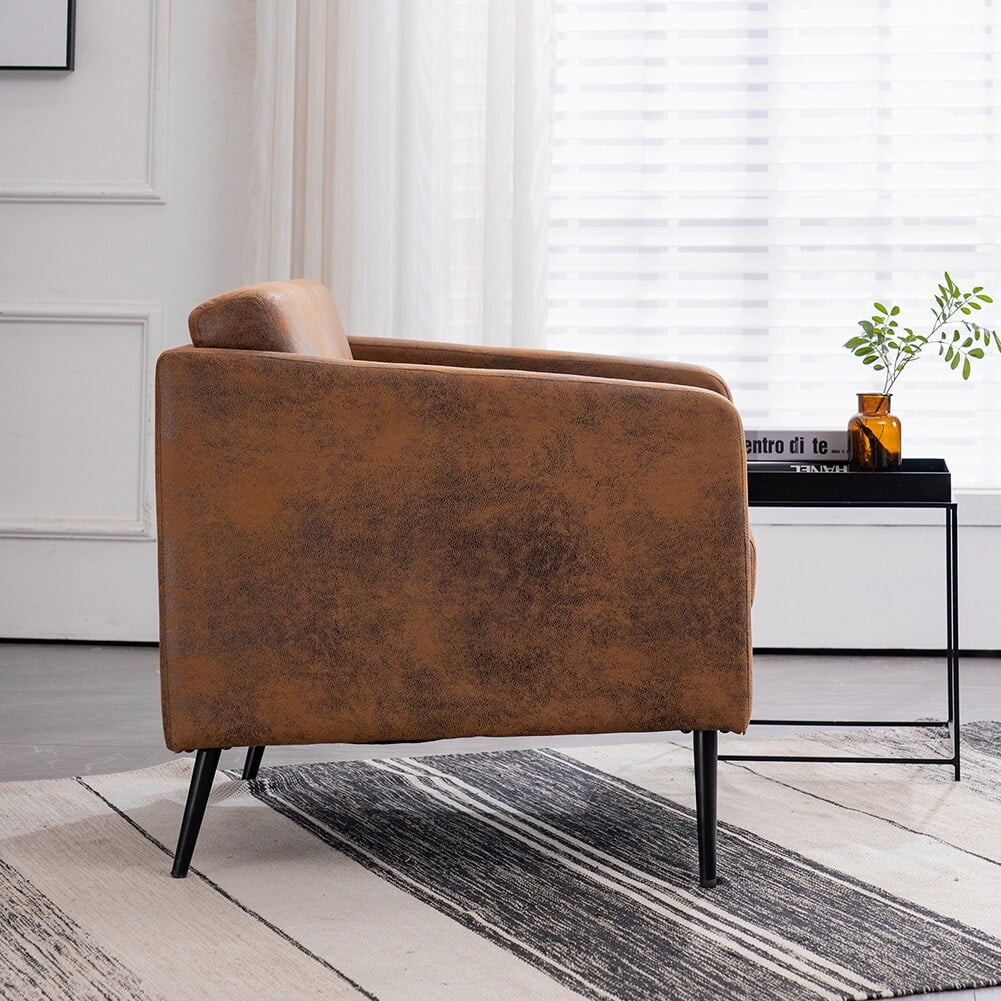 Indoor Wooden Frame Bronzing Cloth Accent Chair with Iron Legs