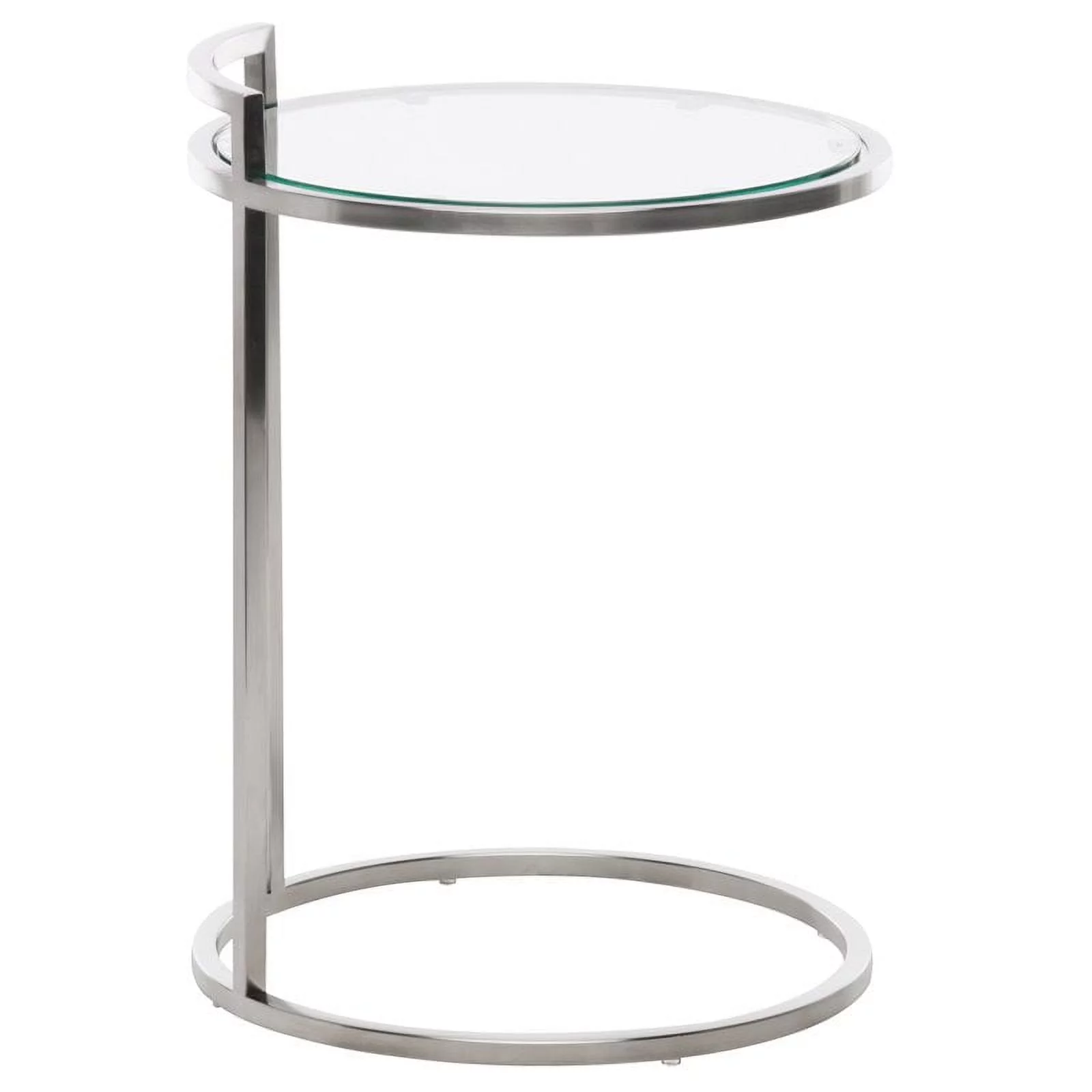Home Square Lily Round Glass Top End Table in Silver - Set of 2