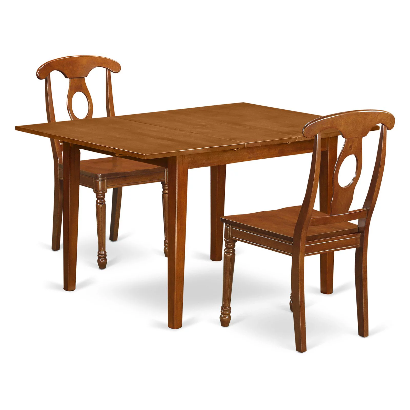 East West Furniture Milan 3 Piece Keyhole Dining Table Set