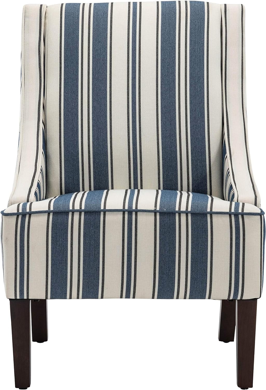 Swoop Arm Fabric Accent Chair, Navy Double Stripe