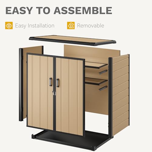 DWVO 5x3ft Resin Outdoor Storage Shed with Floor, Waterproof Lockable Storage Shed with Window, Plastic Outside Tool Storage for Garden, Backyard, Patio, Lawn, Gray