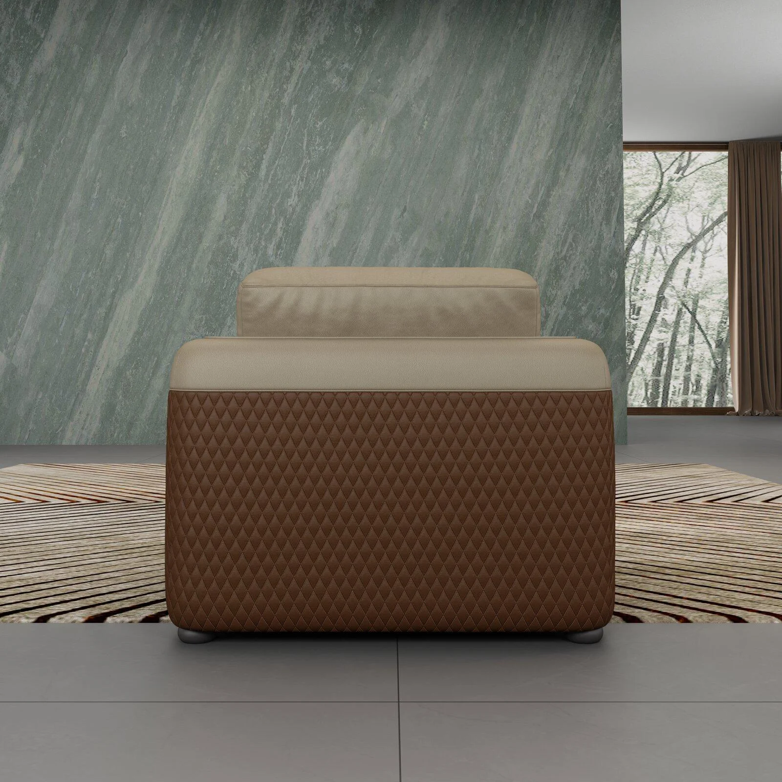 Beige & Brown Italian Leather NOIR Arm Chair EUROPEAN FURNITURE Contemporary