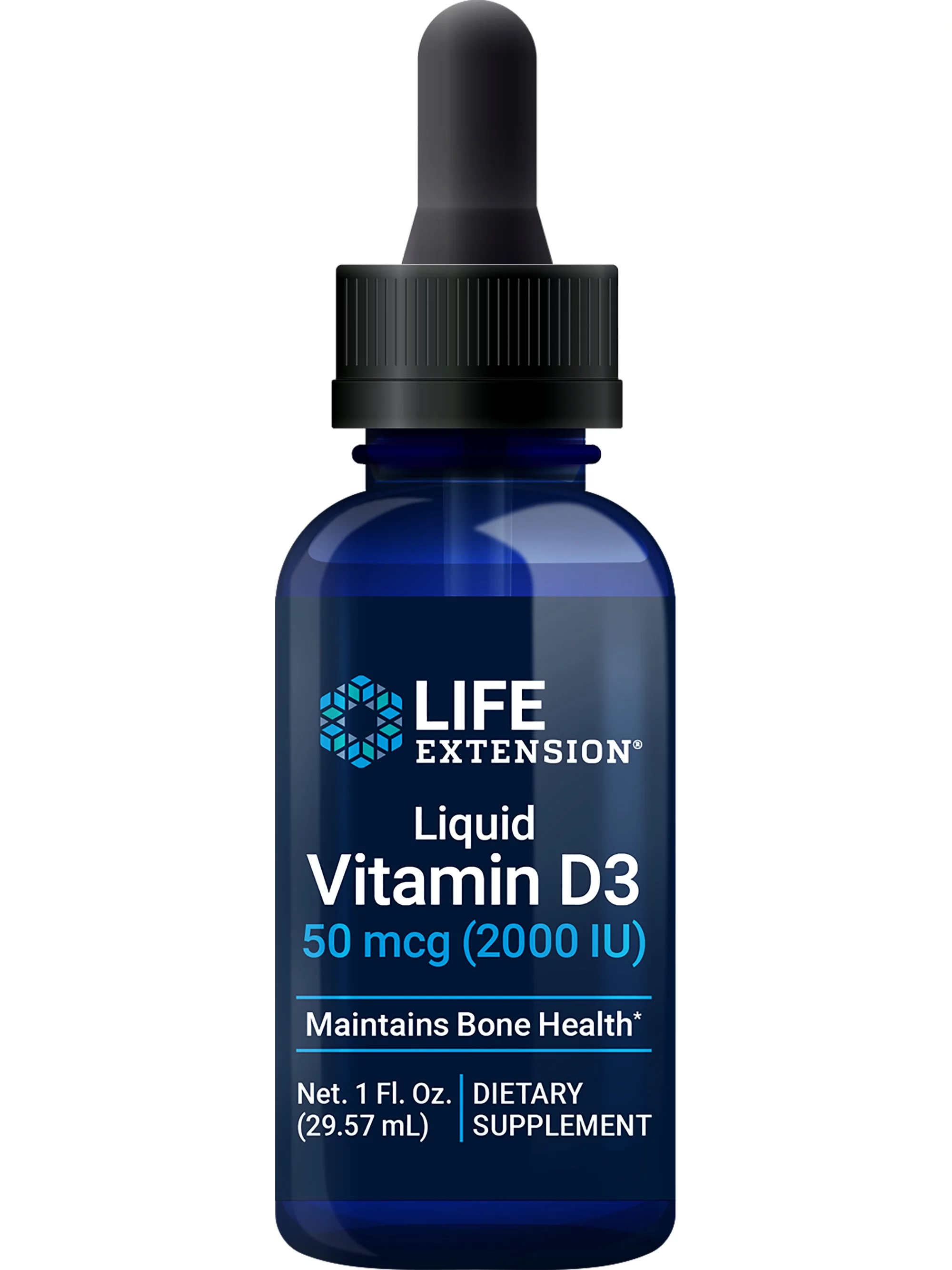 Life Extension Liquid Vitamin D3, 50 mcg(2000IU) - For Immune Support, Bone & Heart Health - Gluten-Free, Non-GMO - Net 1 fl. Oz. (29.57mL)