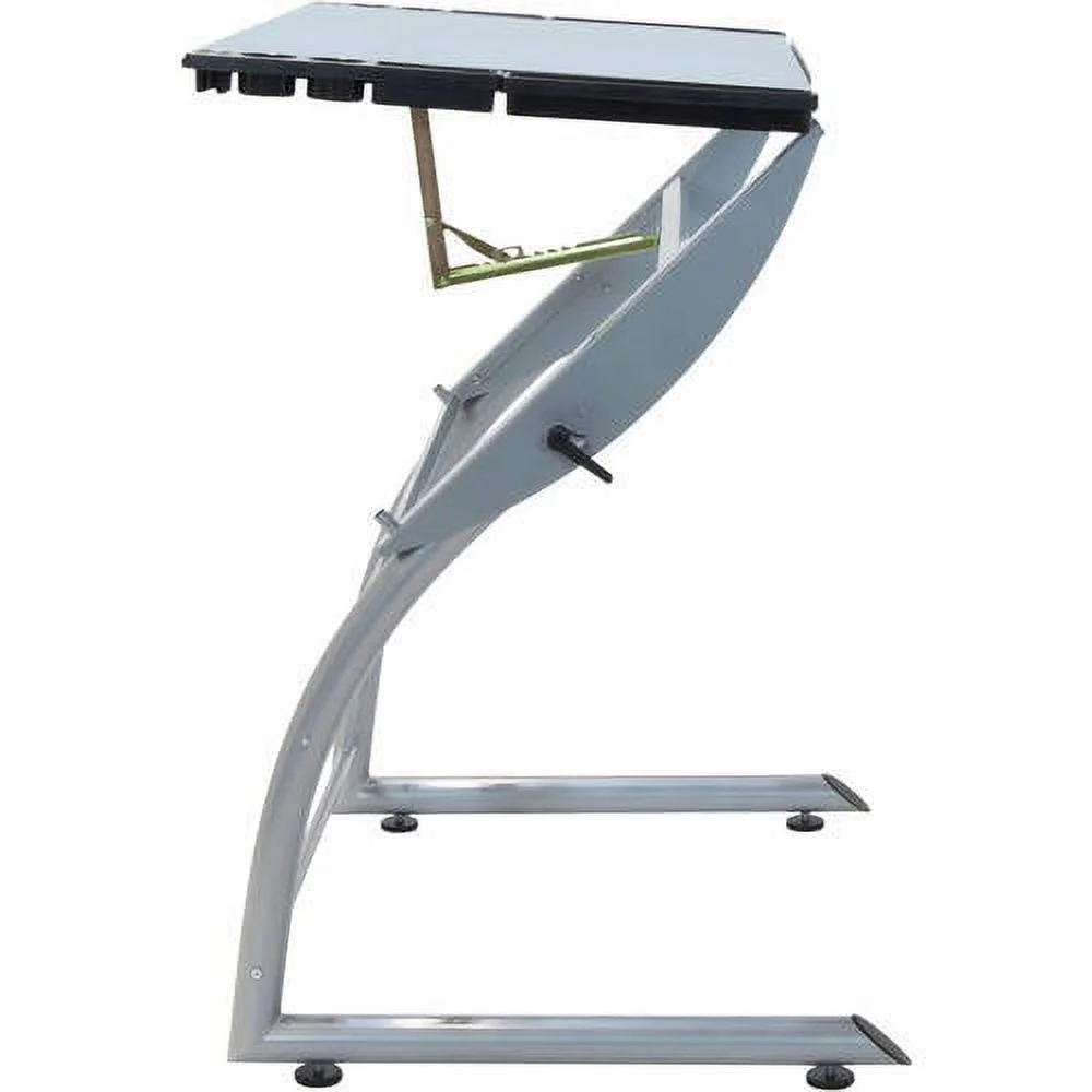 Studio Designs Triflex Adjustable Glass Top Crafting Table, Silver