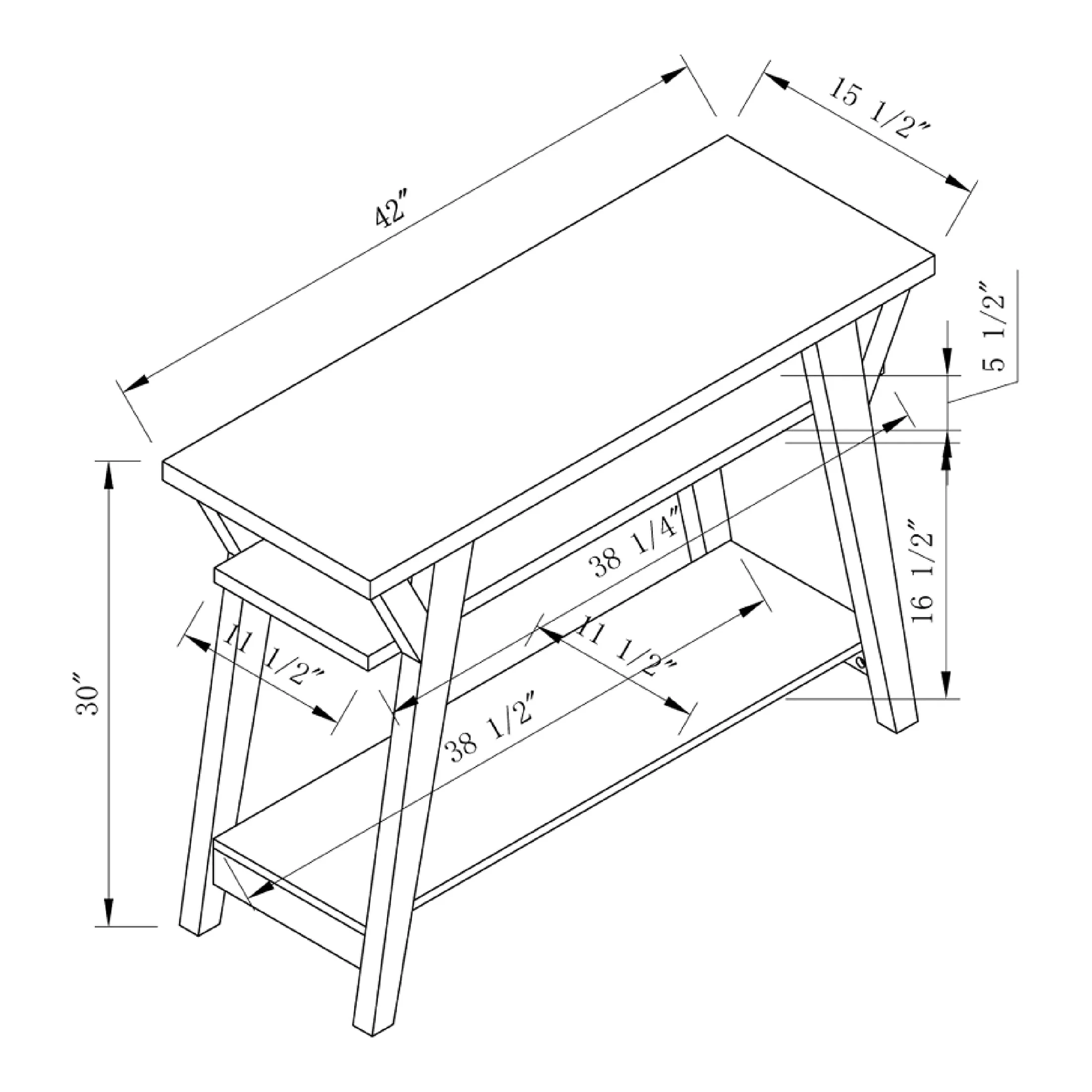 Furniture of America Chantilly 2-Shelf Console Table, White