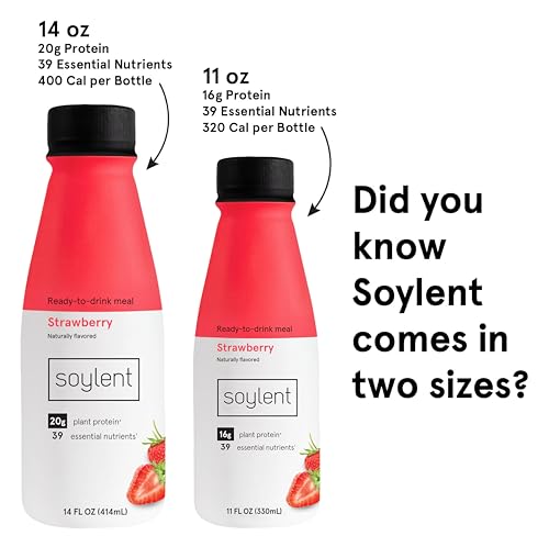 Soylent Complete Meal Replacement Shake, Gingerbread, 16g Complete Protein, Ready-to-Drink Plant Based Protein Drink, 1g Sugar, 11oz (12 Pack)
