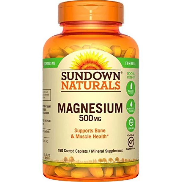 5 Pack - Sundown Naturals Magnesium 500 mg, 180 Caplets Each