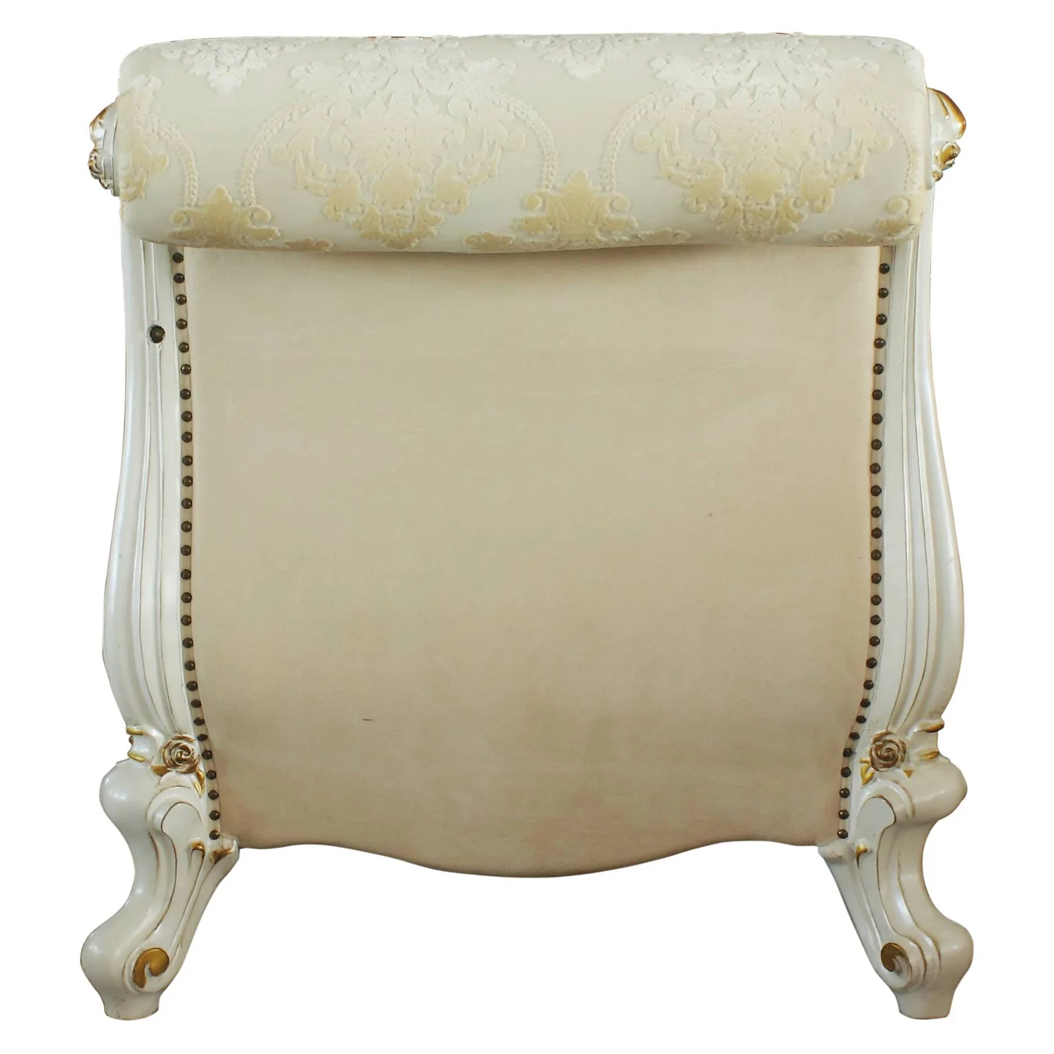 ACME Picardy One Arm Chaise with Nailheads in Antique Pearl