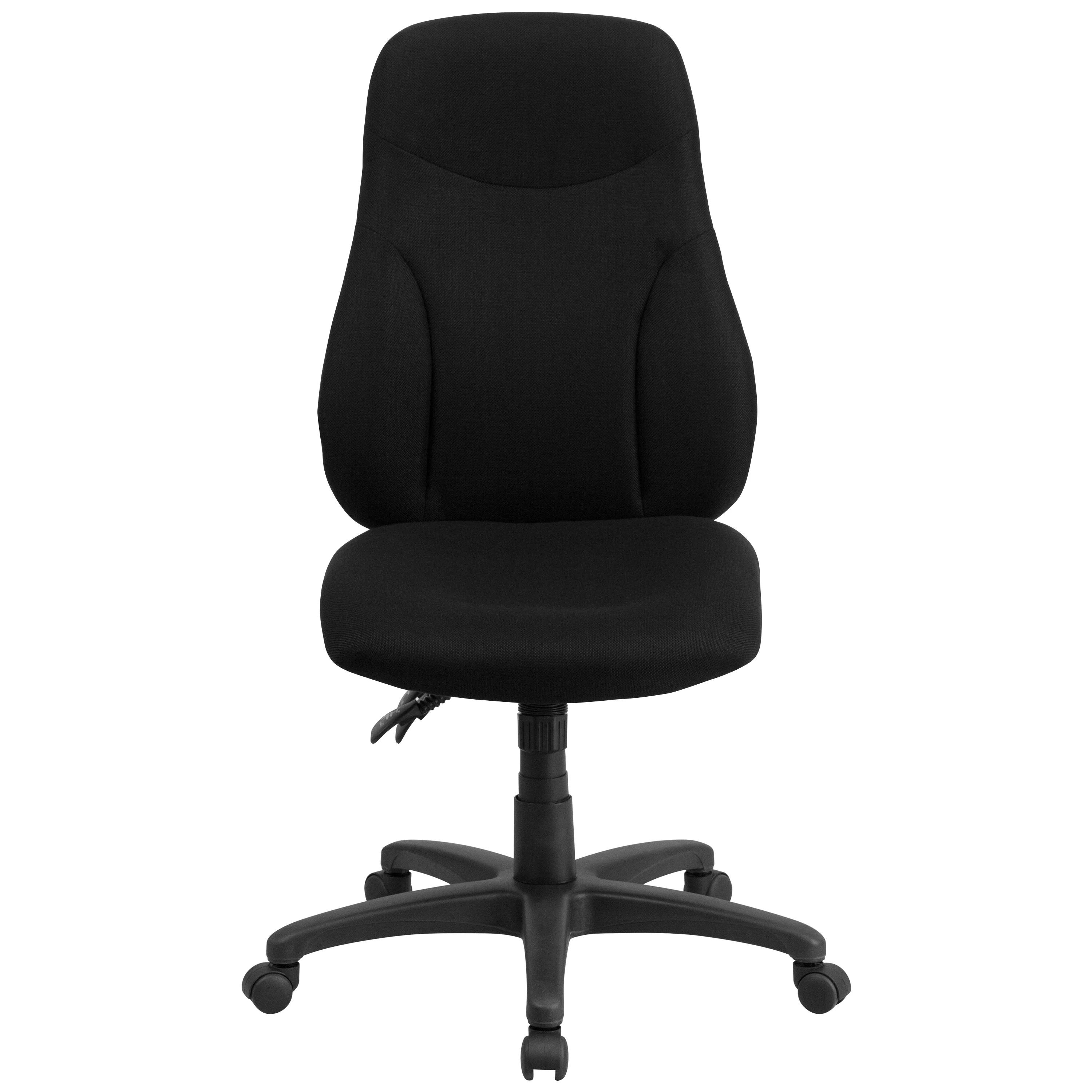 BizChair High Back Black Fabric Multifunction Swivel Ergonomic Task Office Chair