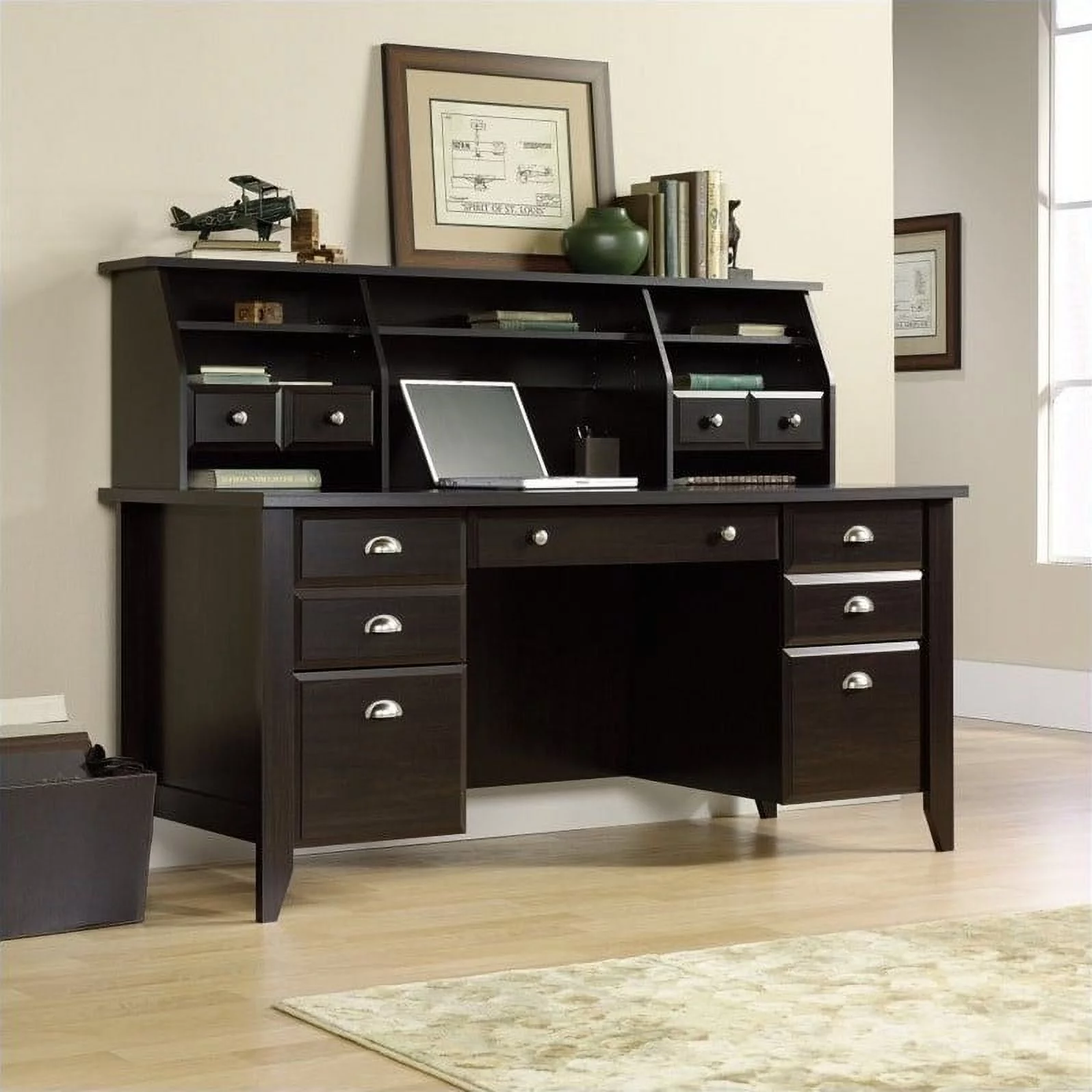 Sauder Shoal Creek Executive Desk, Jamocha Wood Finish