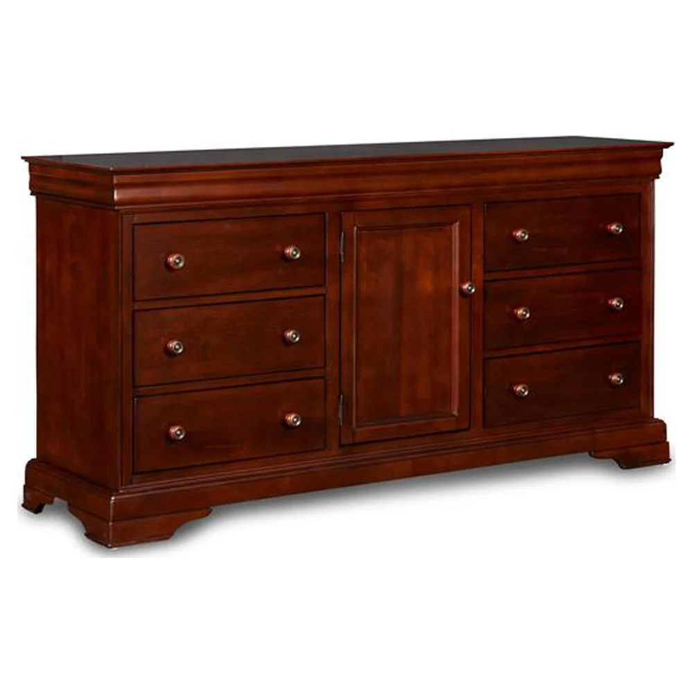 New Classic Furniture Versailles Solid Wood Engineered Wood Dresser in Cherry