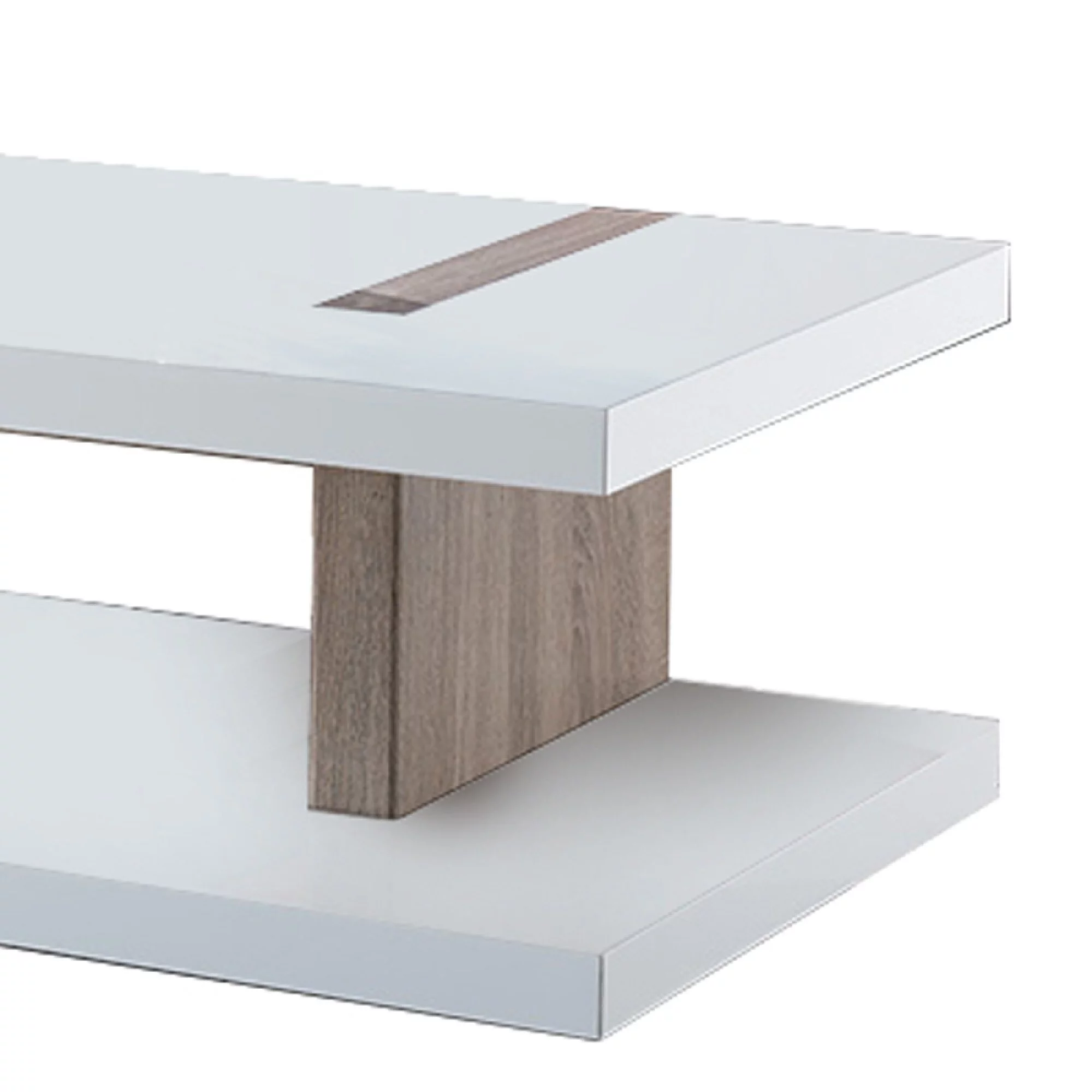 Rectangular Wooden Coffee Table with Sled Base, White and Brown
