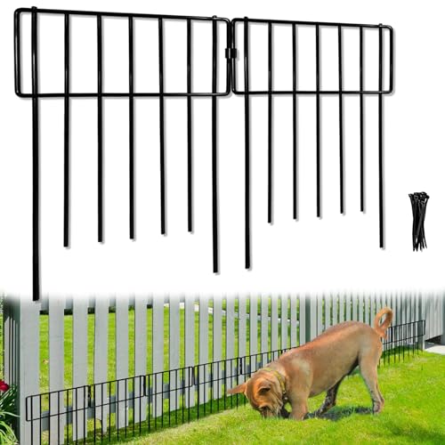 10 Pack Animal Barrier, No Dig Decorative Fence, 17in(H) x10ft(L) Rustproof Metal Small Garden Fence Border for Dogs Rabbits, Bottom Blocker for Outdoor Yard Patio