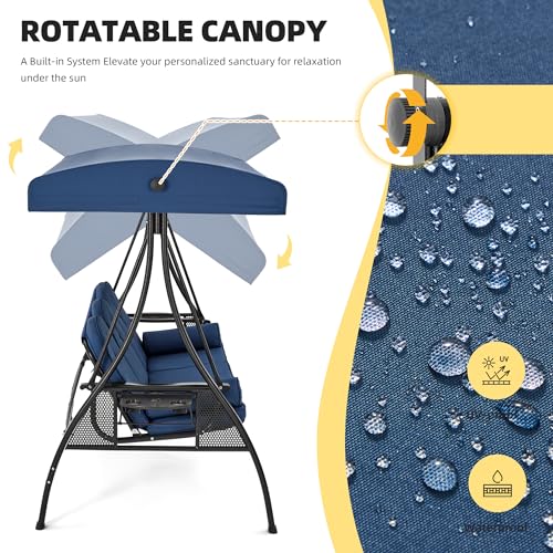 HOMREST 3 Person Outdoor Porch Swing with 1.5