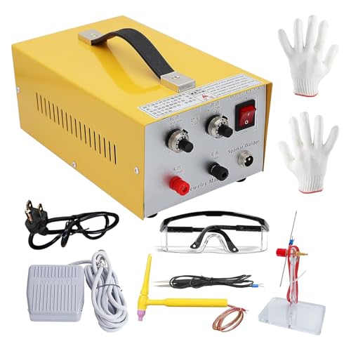 Jewelry Spot Welder,30A Electric Spot Welder,Professional Pulse Welding Machine for Gold,K Gold,Silver,Platinum and High-Grade Steel,Adjustable,Portable (Yellow)